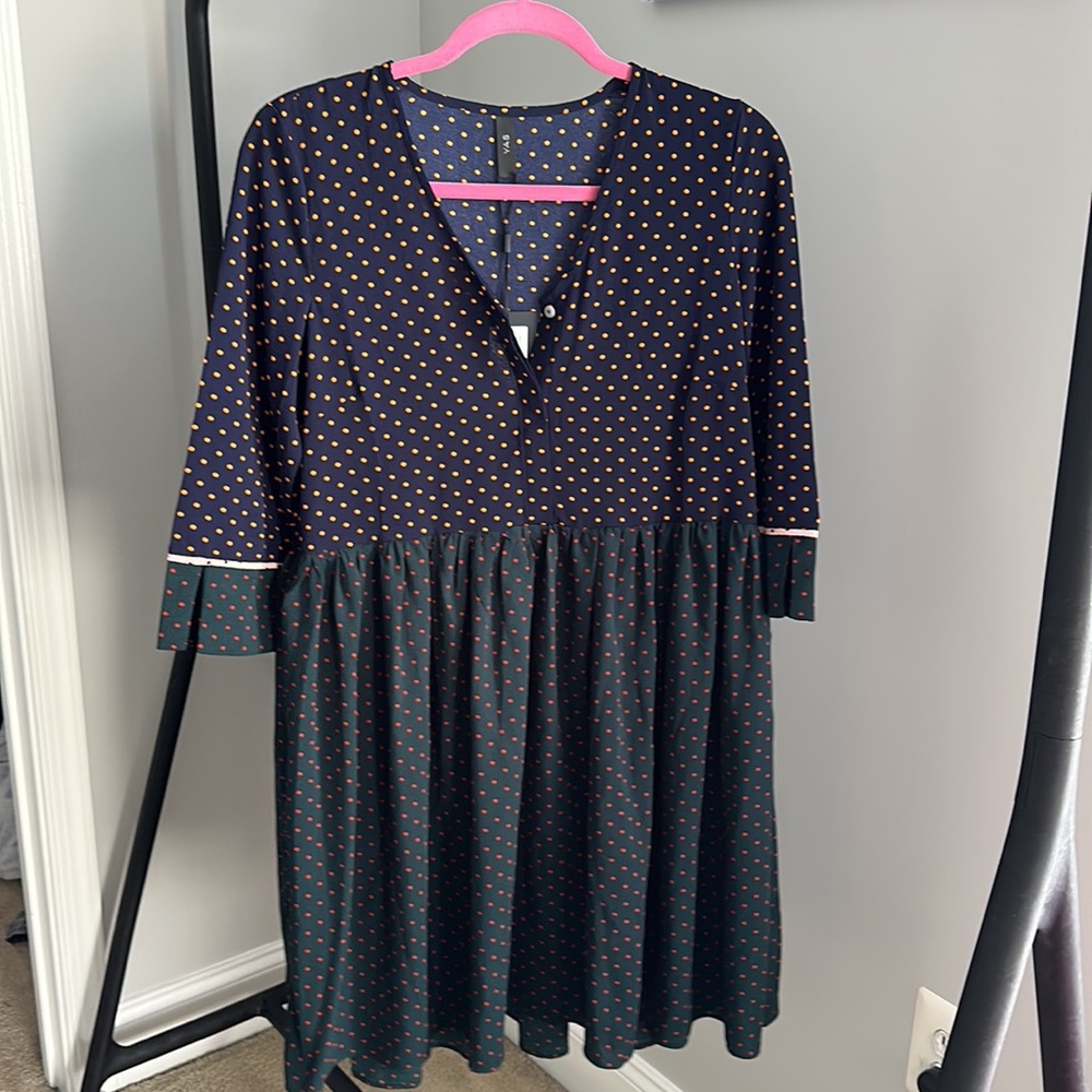 ASOS Y.A.S Color Block Polka Dot Mini Dress XS Office Work Dress - Picture 2 of 8